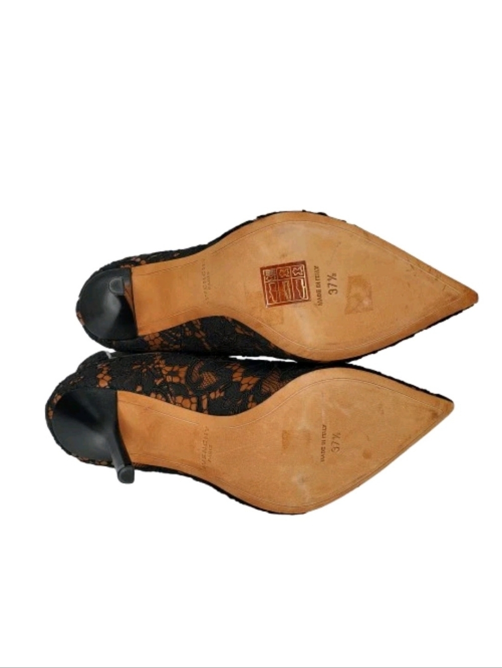 Givenchy Palma Black Lace & Caramel Leather Heeled Ankle Boots - Picture 6 of 8